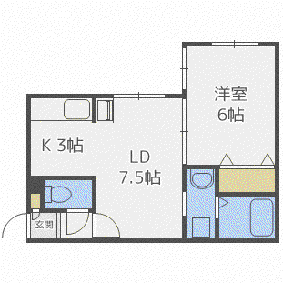 グランディールN16(1LDK/3階)の間取り写真