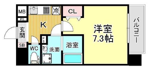 LALA PLACE梅田東シエスタ(1K/9階)の間取り写真