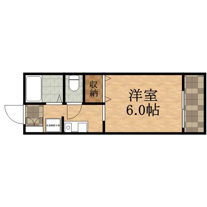 ジュネス仁川(1K/2階)の間取り写真