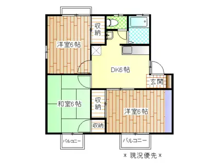 塩入ハイツ(3DK/1階)の間取り写真