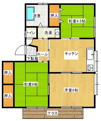 パールハイツ(3DK/2階)の間取り写真