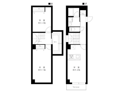 LEGALAND白金ANNEX(2LDK/1階)の間取り写真