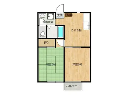 フェリース小生砂(2DK/1階)の間取り写真