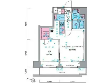 ジェノヴィア南千住IIスカイガーデン(1K/3階)の間取り写真