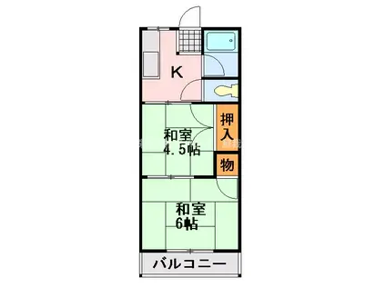 蘇我野ハウス(2K/2階)の間取り写真