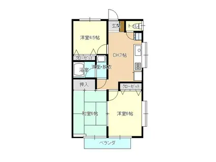 貝塚ヒルズ(3DK/2階)の間取り写真