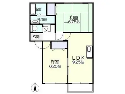 クリスメゾンB(2LDK/2階)の間取り写真