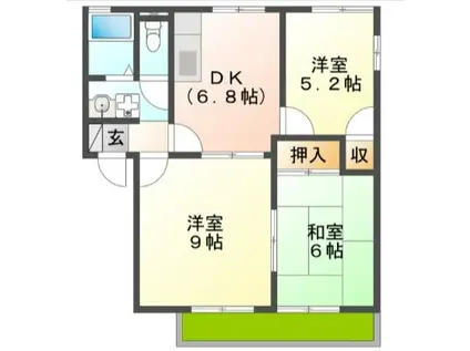 メゾン7B棟(3DK/2階)の間取り写真