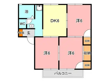 セジュール若草 A(3DK/2階)の間取り写真