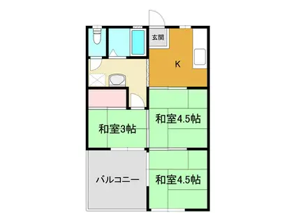 桜木ハイツ A(3K/3階)の間取り写真
