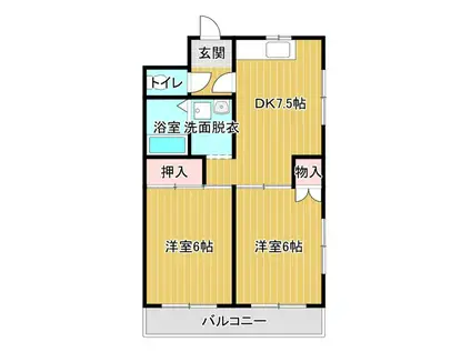 上島やよいマンション(2DK/3階)の間取り写真
