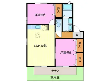 ROYALGARDEN桜台D・E(2LDK/1階)の間取り写真