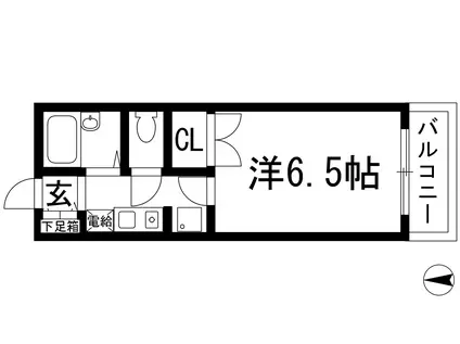 シャトー花屋敷(1K/1階)の間取り写真
