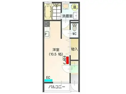 すまいる21番館(ワンルーム/1階)の間取り写真