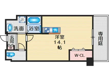 GARDEN SIDE OUJI(ワンルーム/1階)の間取り写真