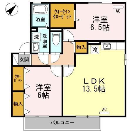 セジュールプルミエB棟(2LDK/2階)の間取り写真