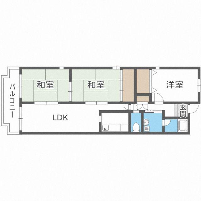 ルノン茨木(3LDK/4階)の間取り写真