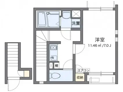 クレイノ鴛鴨(1K/2階)の間取り写真