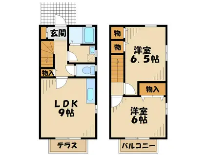 サンガーデンAKIBADAI C棟(2LDK/1階)の間取り写真