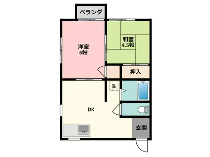 ベルシャイン柏原(2DK/1階)の間取り写真
