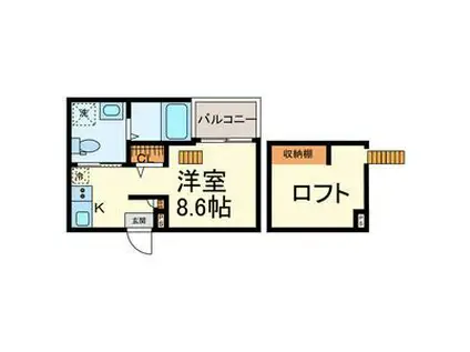 フロースハイム(ワンルーム/2階)の間取り写真