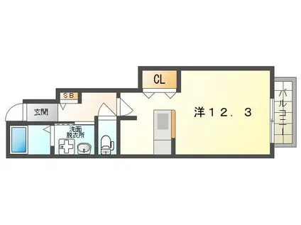 ポンテリブロK・II(ワンルーム/1階)の間取り写真