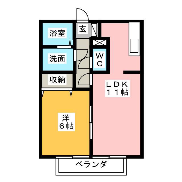 ソレイユ長沢I(1LDK/2階)の間取り写真