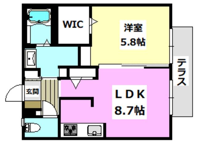 パークハイツさつき(1LDK/1階)の間取り写真