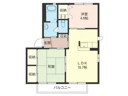 バリュージュ城山三番館(2LDK/2階)の間取り写真