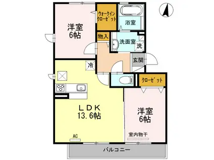 アン・グレーヌ(2LDK/1階)の間取り写真