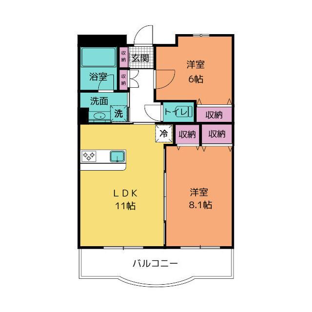 エルカーサ沼津(2LDK/1階)の間取り写真