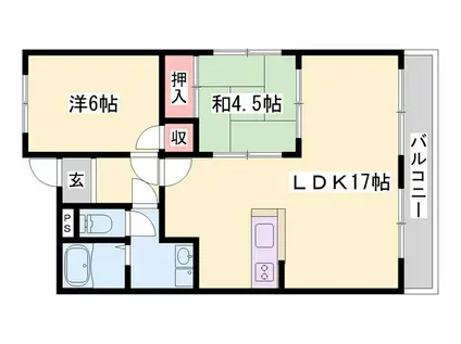 ルークレジデンス姫路II(2LDK/6階)の間取り写真