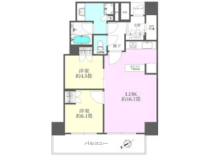 ザ・パークハウス神戸タワー(2LDK/26階)の間取り写真