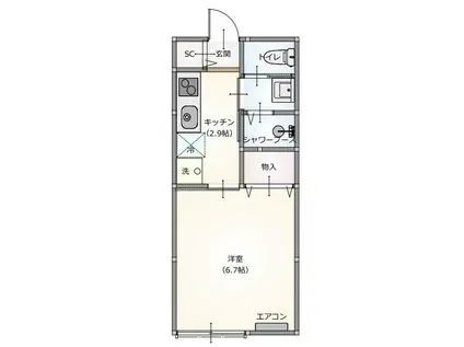 クレール岡ノ根(1K/1階)の間取り写真