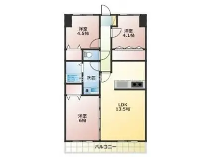 JR日豊本線 都城駅 徒歩5分 8階建 築8年(3LDK/3階)の間取り写真
