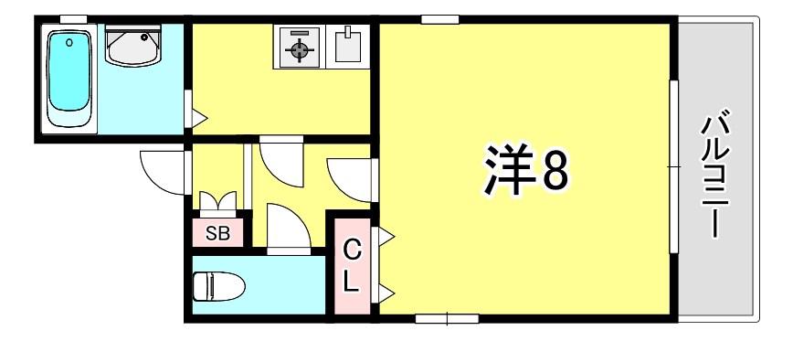 ラムール西上橘通(1K/4階)の間取り写真
