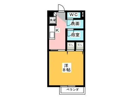 CORPOオリエンタル B棟(1K/2階)の間取り写真
