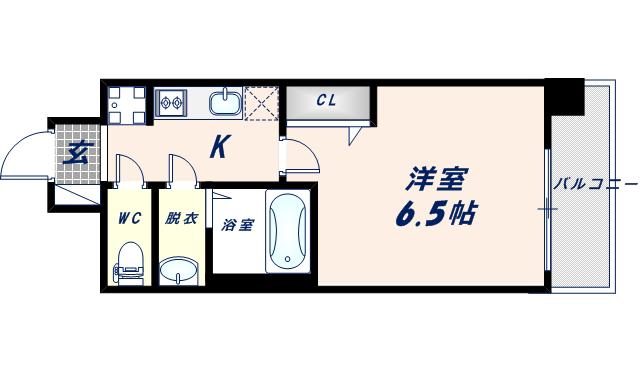 アドバンス大阪ブリアント(1K/13階)の間取り写真