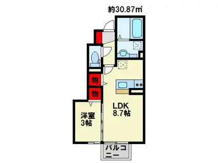 テロワール五番館(1LDK/1階)の間取り写真