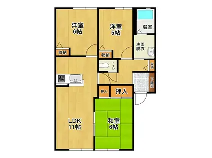 ガーデンハウス A(3LDK/1階)の間取り写真