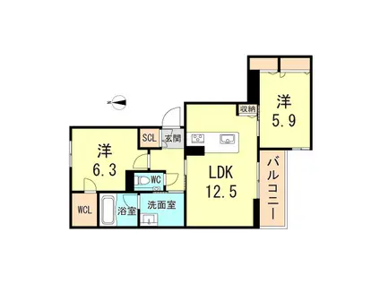 FAMILIAR OGO(2LDK/2階)の間取り写真