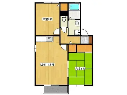 クロノス27飛田A・B B(2LDK/2階)の間取り写真