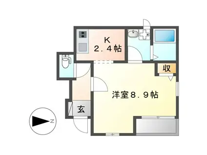 地下鉄名港線 六番町駅 徒歩4分 2階建 築12年(1K/1階)の間取り写真