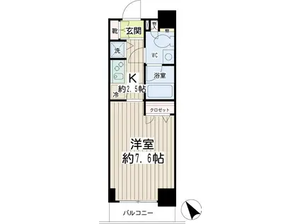 アーバンスクエア鶴見中央(1K/6階)の間取り写真