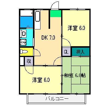 コーポまりも(3DK/1階)の間取り写真
