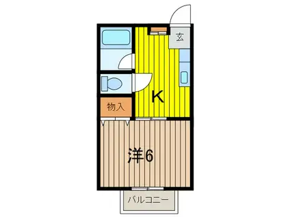中央コータース二番館(1K/1階)の間取り写真