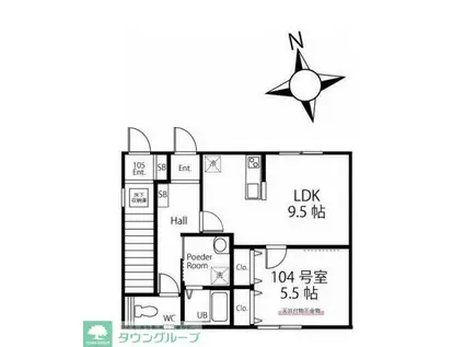 ハーミットクラブハウス横浜弘明寺II南棟(1LDK/1階)の間取り写真