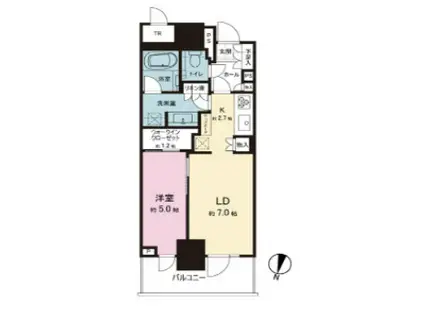 パークタワー西新宿(1LDK/9階)の間取り写真