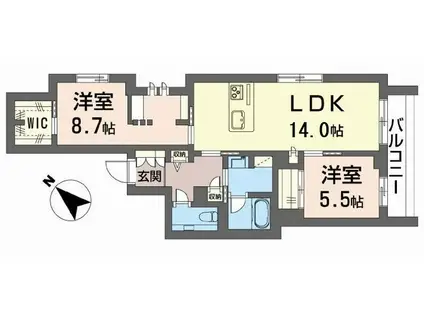 セルディーナ ノネット(2LDK/3階)の間取り写真