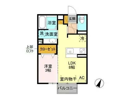 アリスコート・SIMIZU A/B(1LDK/2階)の間取り写真